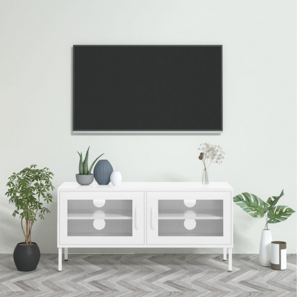 Mueble para TV de acero blanco 105x35x50 cm D