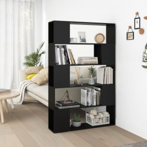 Librería separador madera contrachapada negro 100x24x155 cm D
