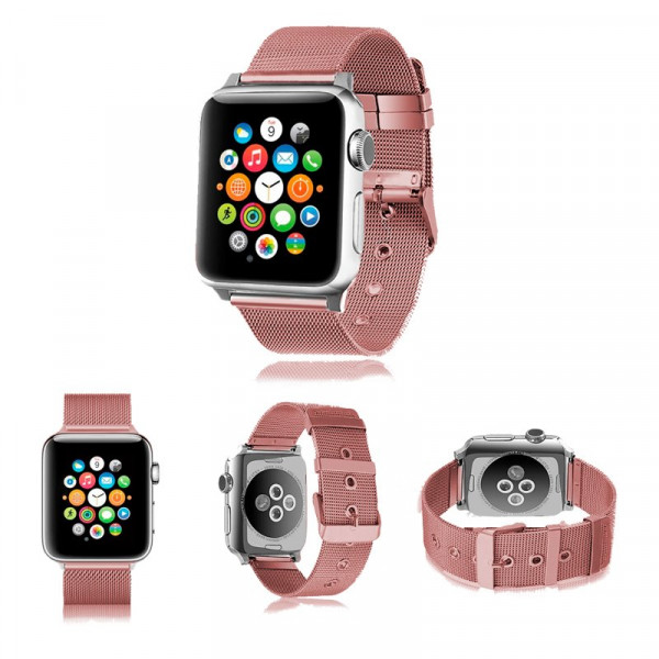Correa COOL para Apple Watch Series 1 / 2 / 3 / 4 / 5 / 6 / 7 / 8 / 9 / SE (42 / 44 / 45 mm) Metal Rosa M 3