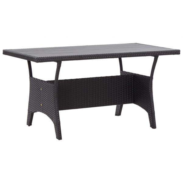 Mesa de jardín ratán sintético negro 120x70x66 cm D