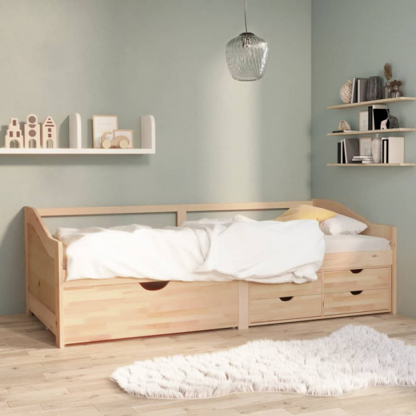 Sofá cama 3 plazas con cajones madera maciza pino 90x200 cm D