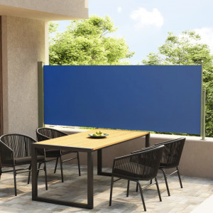Toldo lateral retráctil de jardín azul 117x300 cm