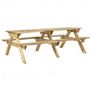 Mesa de piquenique com bancos 220x122x72 cm madeira de pinho impregnada D