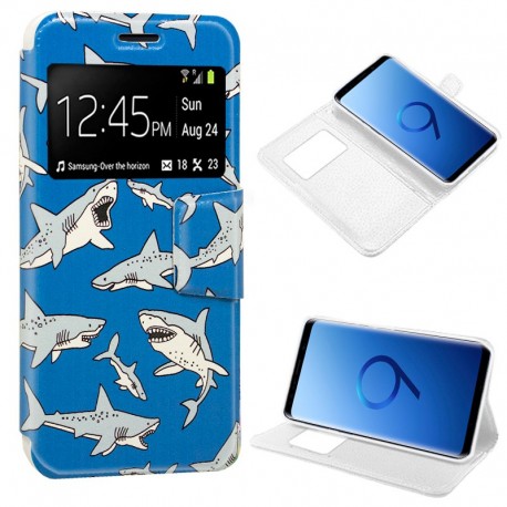 Funda Flip Cover Samsung G960 Galaxy S9 Dibujos Tiburón D