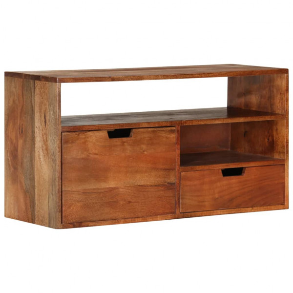 Mueble de TV de madera maciza de acacia 80x30x42 cm D
