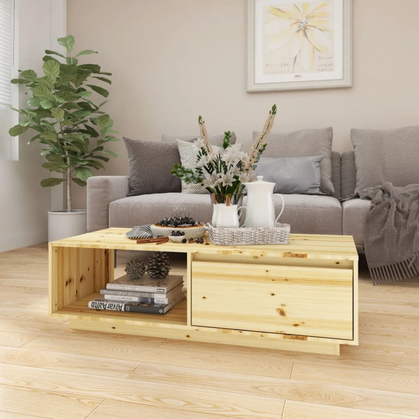 Mesa de centro de madera maciza de abeto 110x50x33.5 cm D