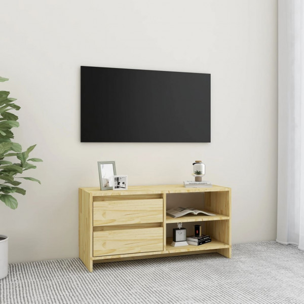 Mueble de TV de madera maciza de pino 80x31x39 cm D