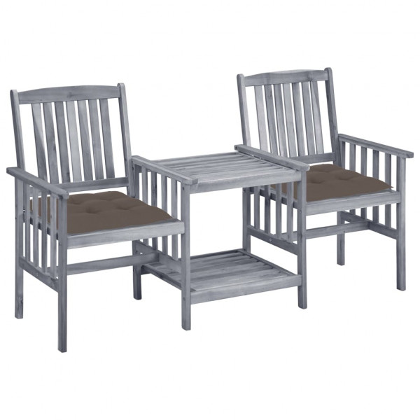 Cadeiras de jardim com mesa e almofadas em madeira de acácia maciça D