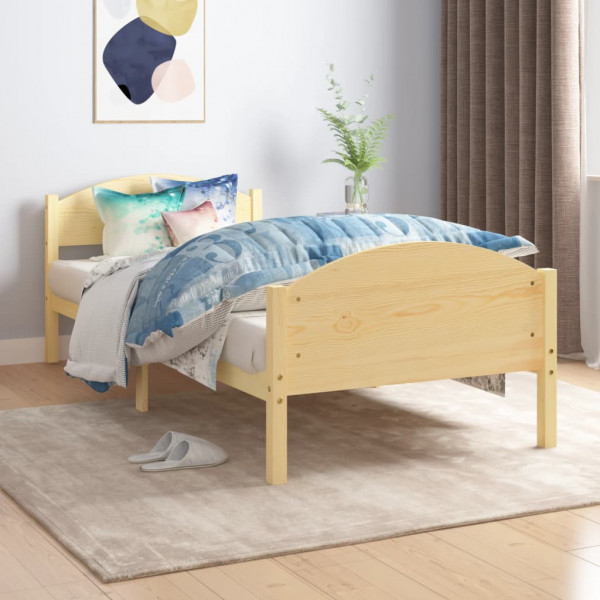 Estructura de cama de madera maciza de pino 90x200 cm D