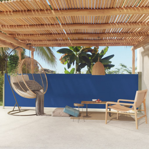 Toldo lateral retráctil para patio azul 140x500 cm D