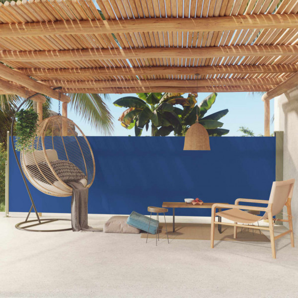 Toldo lateral retráctil para patio azul 160x500 cm D