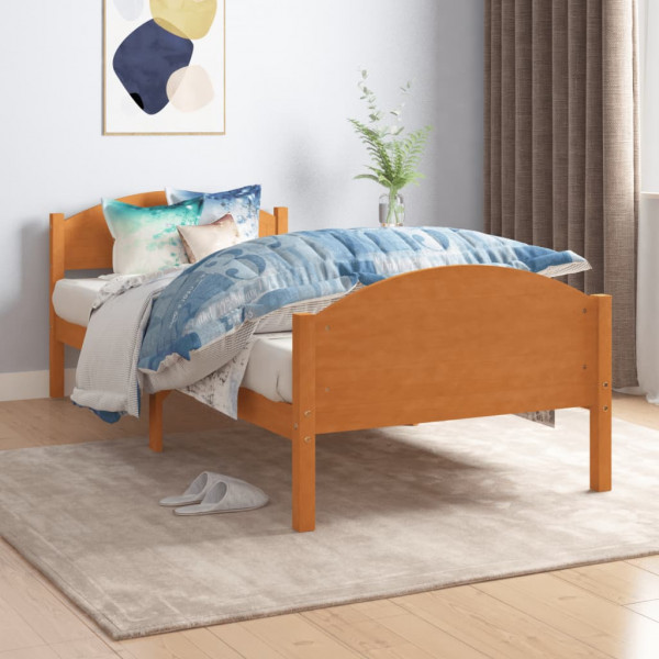 Estructura de cama madera maciza pino marrón miel 90x200 cm D