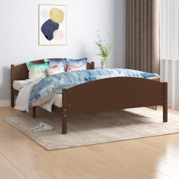 Estructura de cama madera maciza pino marrón oscuro 140x200 cm D
