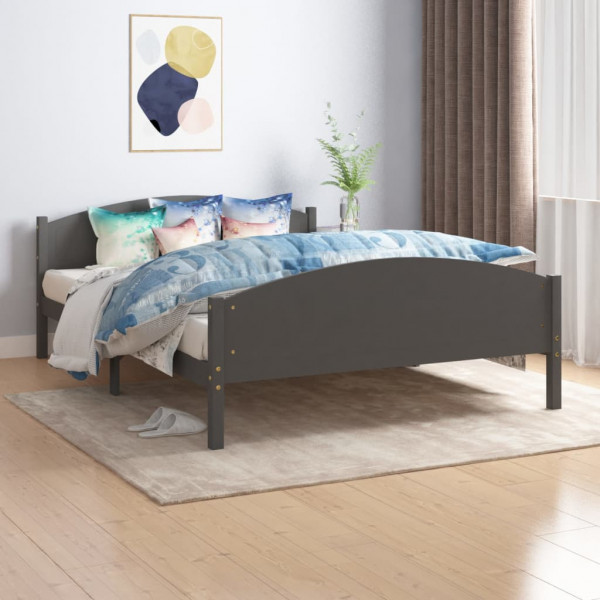 Estructura de cama madera maciza de pino gris oscuro 160x200 cm D