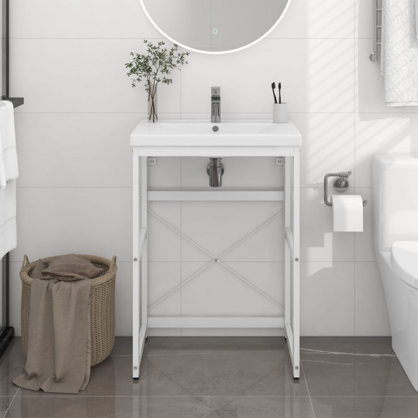 Estructura de lavabo de hierro blanco 59x38x83 cm D