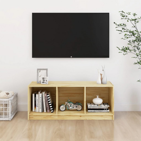 Mueble de TV madera maciza de pino 104x33x41 cm D