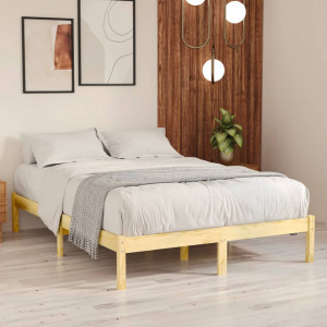 Estructura de cama madera maciza doble 135x190 cm D