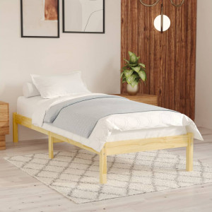 Estructura de cama de madera maciza de pino 90x200 cm D