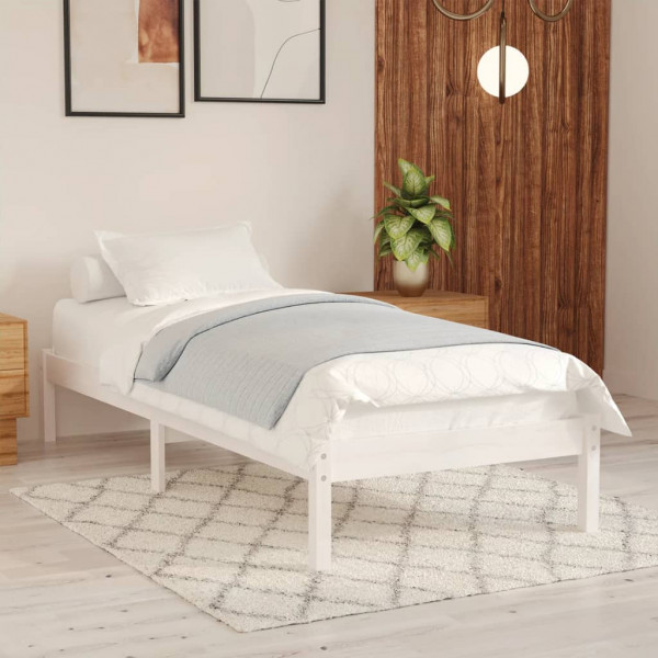 Estrutura de cama de madeira maciça de pinho branco 100x200 cm D