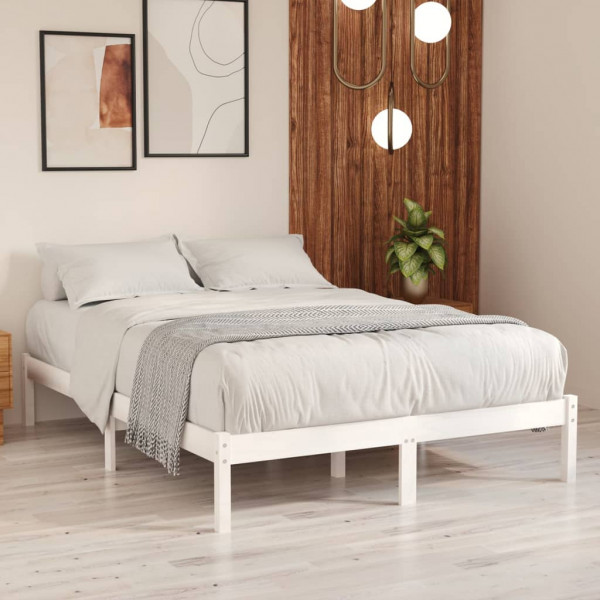 Estructura de cama de madera maciza de pino blanca 200x200 cm D