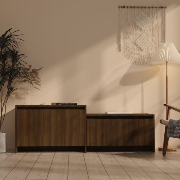 Mobiliário de TV madeira de engenharia marrom carvalho 146,5x35x50 cm D