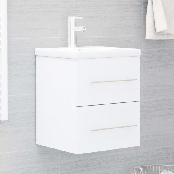 Mueble con lavabo madera contrachapada blanco brillante D