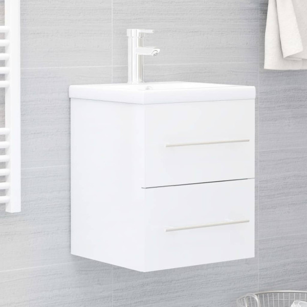 Mueble con lavabo blanco brillante aglomerado D