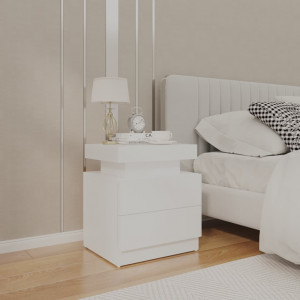 Mesita de noche madera contrachapada blanco 45x35x52 cm D