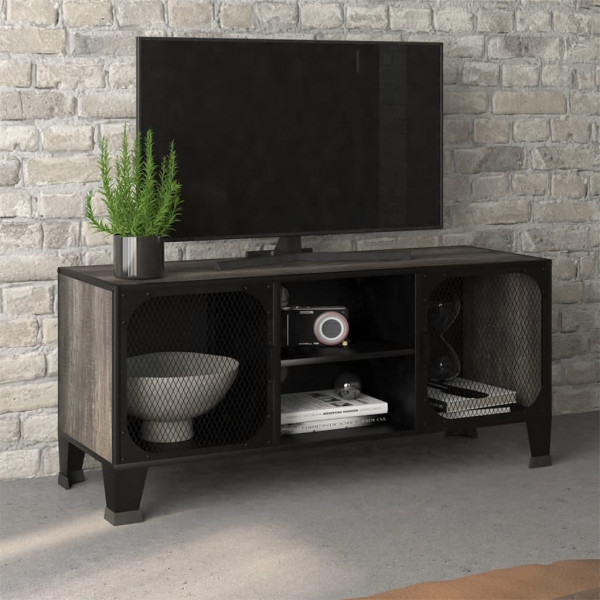Mueble de TV metal y MDF gris 105x36x47 cm D