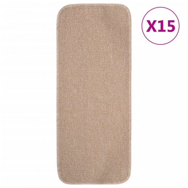 Alfombrillas de escalera 15 uds beige rectangular 60x25 cm D