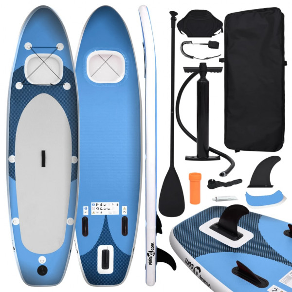 Conjunto de prancha de paddle surf inflável azul marinho 330x76x10 cm D