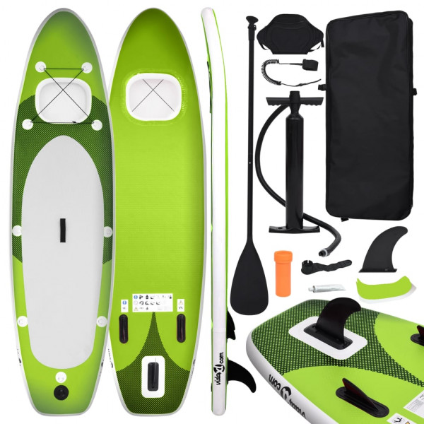 Set de tabuleiro de paddle surf inflável verde 330x76x10 cm D