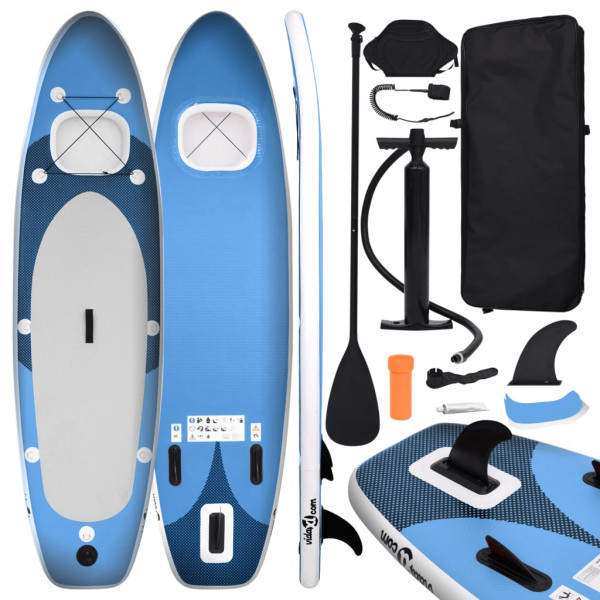 Set de tabuleiro de paddle surf inflável azul marinho 360x81x10 cm D