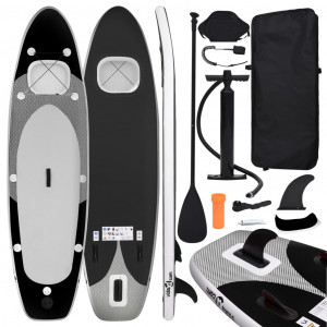 Set de tabla de paddle surf hinchable negro 360x81x10 cm D