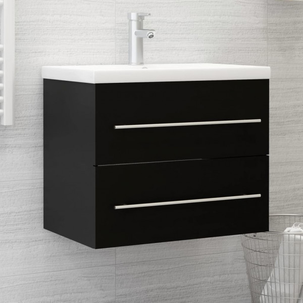 Mueble con lavabo de aglomerado negro brillante D