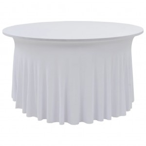 Capas de mesa elásticas 2 unidades com saia 180x74 cm branco D