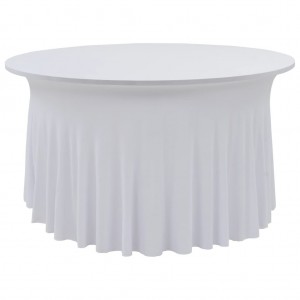 Fundas elásticas para mesa 2 uds con falda 180x74 cm blanco D