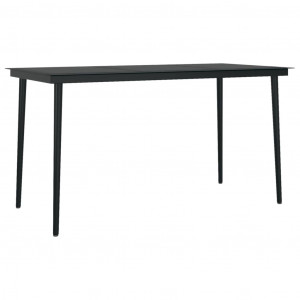 Mesa de comedor de jardín acero y vidrio negra 140x70x74 cm H