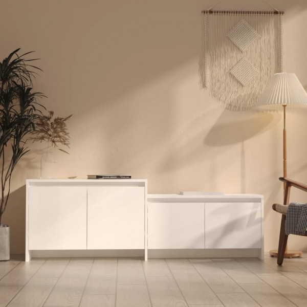 Mueble para TV madera contrachapada blanco 146.5x35x50 cm D