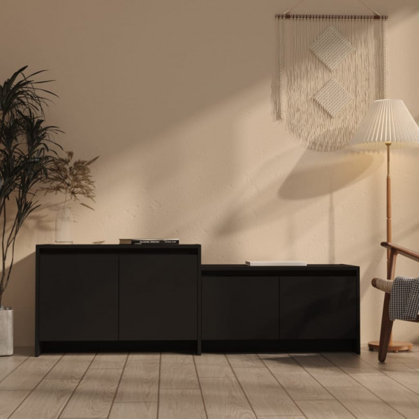 Mueble para TV madera contrachapada negro 146.5x35x50 cm D