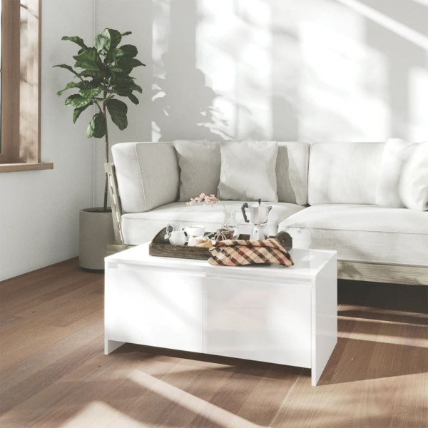 Mesa de centro madera contrachapada blanco brillo 90x50x41.5 cm D