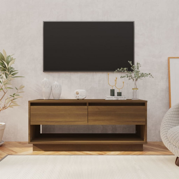 Mueble de TV madera de ingeniería marrón roble 102x41x44 cm D
