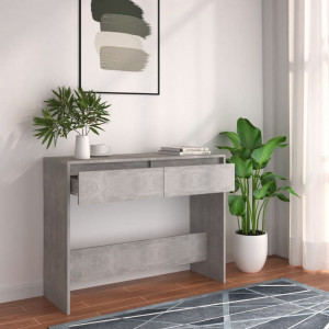 Mesa consola madera de ingeniería gris hormigón 100x35x76.5 cm D