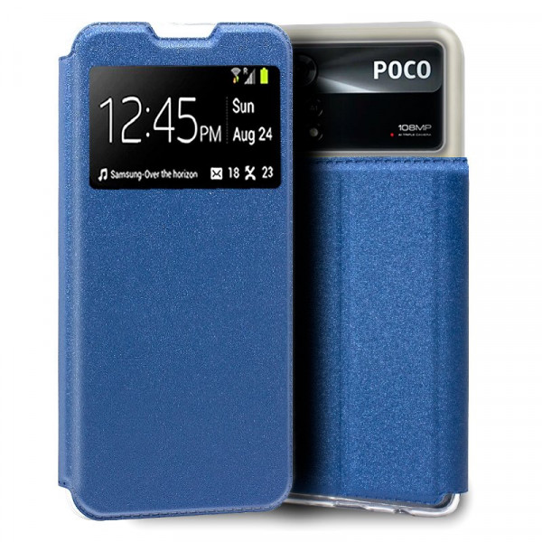 Fundação COOL Flip Cover para Xiaomi Poco X4 Pro 5G Liso Azul D