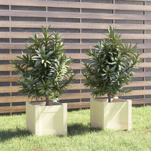 Jardineras 2 uds madera maciza de pino blanco 31x31x31 cm D