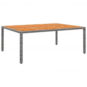 Mesa de jardín madera acacia ratán sintético gris 200x150x75 cm D