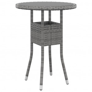 Mesa de jardín vidrio templado y ratán sintético gris Ø60x75 cm D