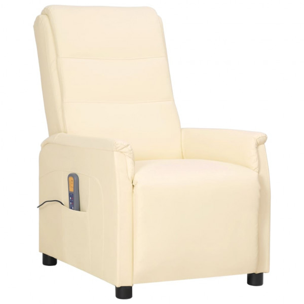 Sillón reclinable de masaje de cuero sintético color crema Sillón reclinable de masaje de cuero sintético color crema D
