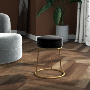 Hocker redondo negro terciopelo D