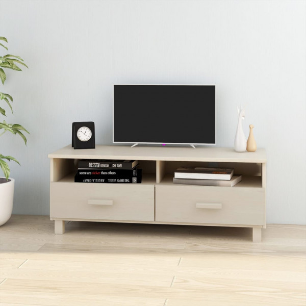 Mueble TV HAMAR madera de pino maciza marrón miel 106x40x40 cm D